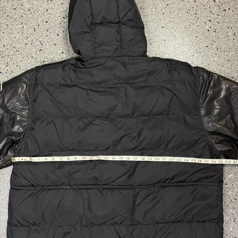 Vintage Y2k Pelle Pelle Marc Buchanan Black Puffer Jacket w/ Leather Sleeves - Picture 8 of 9